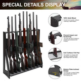 Xnwouco Gun Rack, Freestanding Rifle Gun Rack, Wooden Adjustable Rifle Stand Holds up 9 Long Guns, Gun Display Stand with Anti-scratch Padding, Rifle Storage Holder for Home, Garage, Black Xnwouco