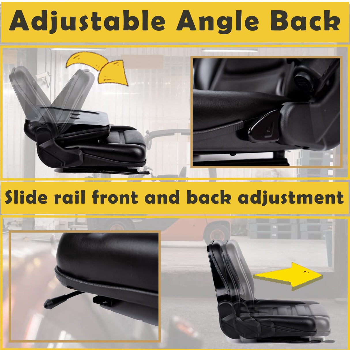 SEATIN Universal Forklift Seat,Tractor Seat,with Micro Switch,Armrest and Safety Belt,for Tractor,Mower,Skid Loader,Telehandler,Backhoe,Excavator Dozer SEATIN