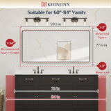 Keonjinn Black Metal Framed Bathroom Mirrors for Wall, 60” x 28” Large Rounded Rectangle Bathroom Vanity Mirror, Matte Black Modern Decorative Mirror, Anti-Rust, HD Tempered Glass(Horizontal/Vertical) Keonjinn