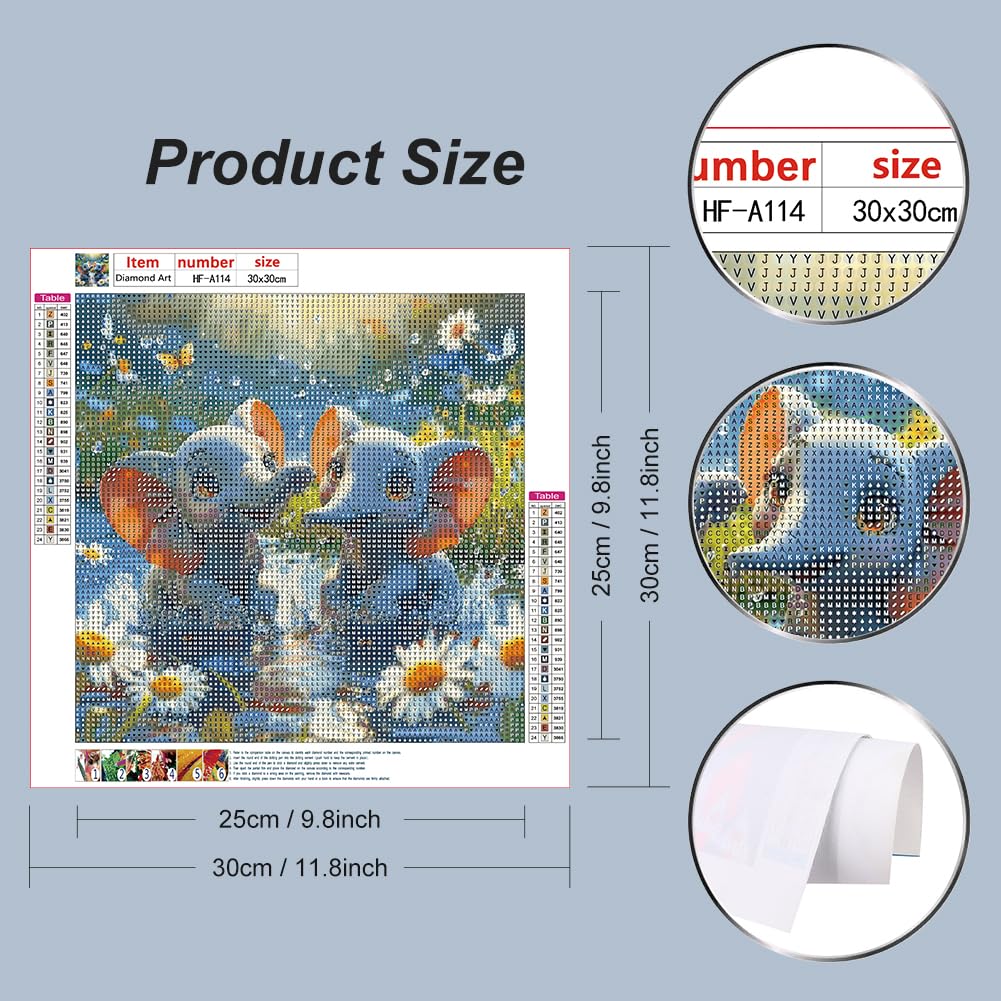 hill froeistung Baby Elephant Diamond Art Painting Kits for Adults, Flowers Diamond Art for Beginners, 5D DIY Full Drill Round Gem Art Craft Home Wall Decor Gift 12x12 inch,Animal hill froeistung