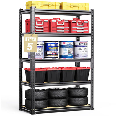 TigerParty 2050LBS Heavy Duty Garage Shelving, 5-Tier Adjustable Storage Shelves, Metal Shelving Unit and Storage Rack for Pantry, Basement, Warehouse, 72" H x 36" W x 16" D, MDF Borad