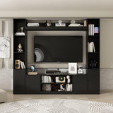 TAMUNE Entertainment Center with Bookshelves Modern Media Center with Open Shelves & Bridge TV Wall Unit with Doors, for Living Room Black (81.1”W x 11.8”D x 70.9”H) TAMUNE