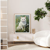 FUKVHIL Paint by Number Kits White Cat Among Flowers Canvas DIY Oil Painting for Adults Beginner with Brushes and Acrylic Pigment 16x 20inch (Without Frame) FUKVHIL
