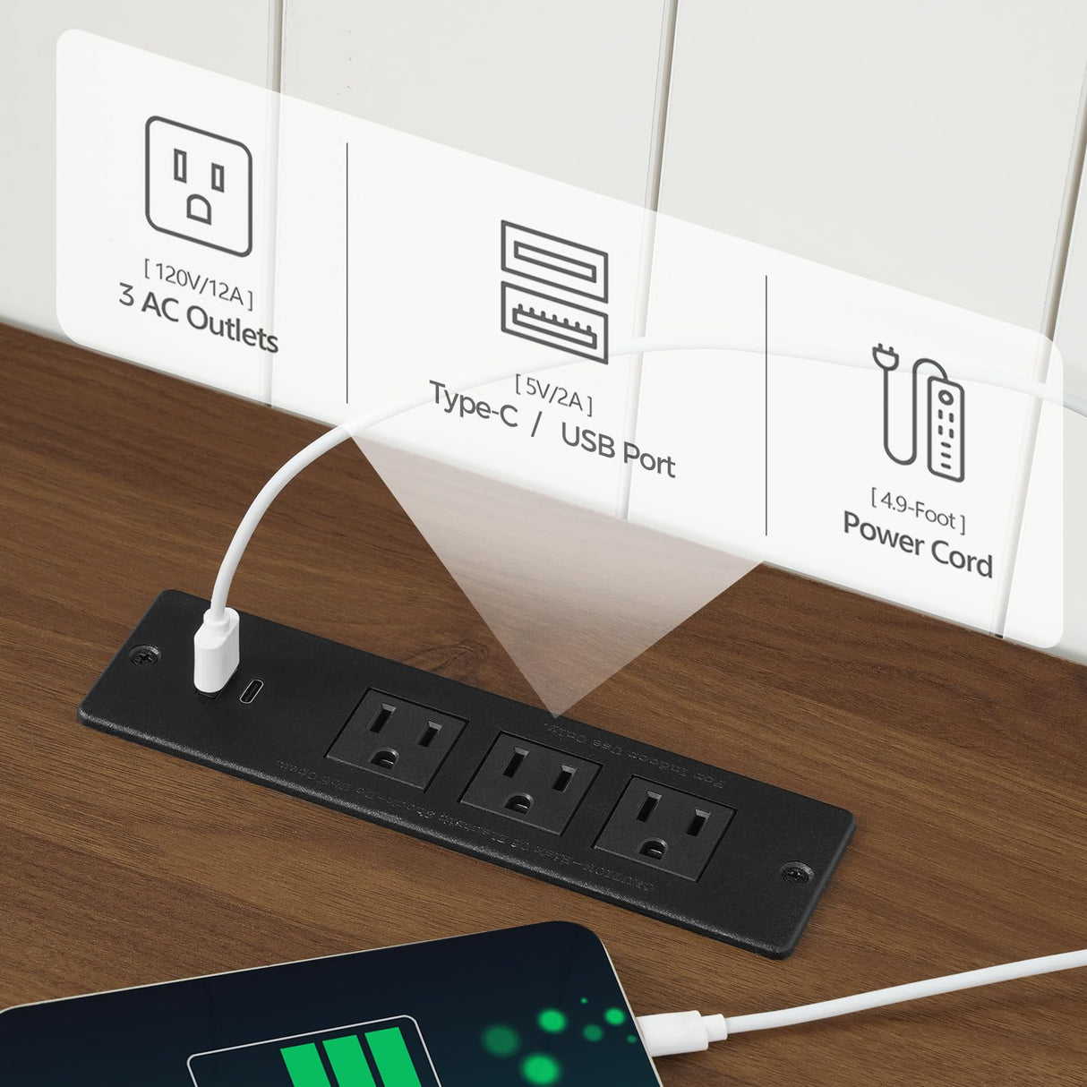 MAHANCRIS Farmhouse Nightstand with Charging Station, 24" Large End Table with Barn Door and Adjustable Storage Shelf, Square White Nightstand, Rustic Bedside Table for Bedroom, Living Room MAHANCRIS