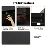 Anbuy LED 9 Drawer Dresser, Black Modern Dresser with High Gloss Drawers Dual Chest of Drawers with Lights for Bedroom (Black) Anbuy