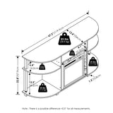 Furinno Jensen Open Storage Curved Entertainment Center Stand with Fireplace for TV up to 55 Inch, French Oak Grey Furinno