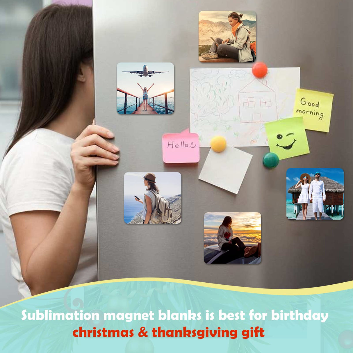 ICOSHOW Sublimation Magnet Blanks 3x3 inch, Sublimation Blank Products, 20Pcs Personalized Sublimation Fridge Refrigerator Magnets for Home Kitchen Office Decorative (Square) ICOSHOW