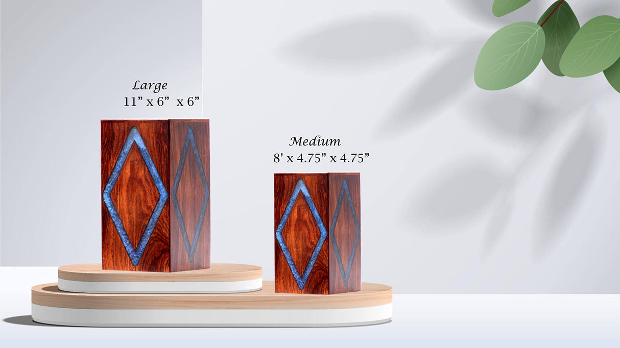 Wooden Urn box With Amazing Resin Design - Personalized Cremation Urn for Ashes - Handmade Urns for Human Ashes - Adult Large Cremation Urns - Merit wooden craft