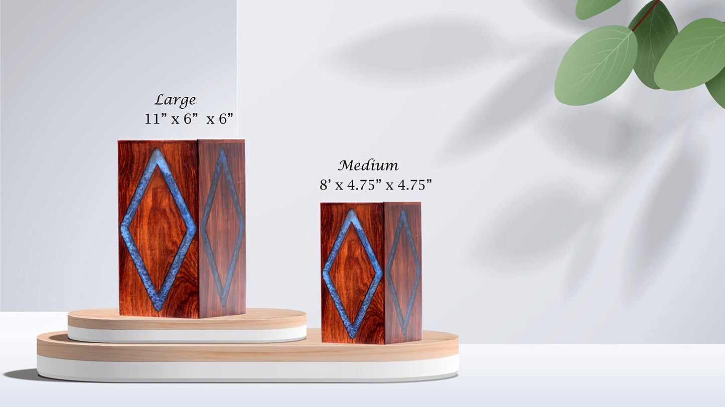 Wooden Urn box With Amazing Resin Design - Personalized Cremation Urn for Ashes - Handmade Urns for Human Ashes - Adult Large Cremation Urns - - WoodArtSupply