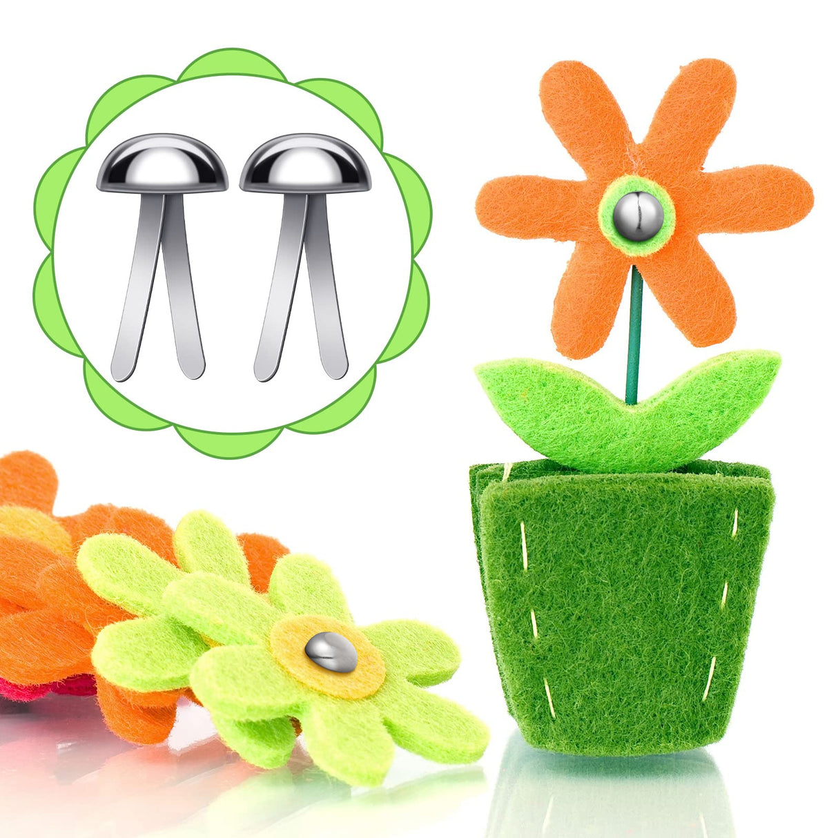 Hotop 500 Pcs Paper Brass Fasteners Brass Brads Round Fasteners for Craft Art Crafting School DIY Supplies(0.3 x 0.8 Inch,Silver) Hotop