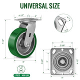 FOVERSWIVE 6"x2" Industrial Casters- Heavy Duty Casters,Polyurethane on Aluminum Casters - Loading Capacity up to 1400LB.Use for Platform Truck,Workbench,Lift Tables(1 Swivel) FOVERSWIVE