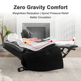 Power Recliner Sofa Set 5-Seater with Zero Gravity,Bass Speaker,Wireless Charger,USB/Type-C Ports,LED Lights,Cup Holders,Faux Leather Electric Reclining Loveseat Couch Recliner Sets,2 Piece,Black Comfort Stretch