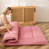 MAXYOYO Japanese Futon Mattress Twin Size Floor Mattress, Thicken Tatami Mat Sleeping Pad Roll Up Mattress Floor Bed Folding Couch Bed Mattress Pad for Guest Room, Pink, Twin MAXYOYO
