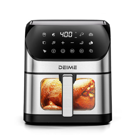 DEIME Air Fryer 6.2 QT Oilless Oven Large AirFryer Healthy Cooker with 10 1-Touch Preset, Visible Cooking Window, Non-Stick Basket & Dishwasher Safe deime