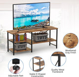 55 Inch TV Stand for TVs up to 70 Inch TV, Modern Entertainment Center with Open Storage Shelves, TV Media Console Table for Living Room, Rustic Brown CJMM