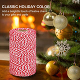 Tenn Well Red and White Twine, 656 Feet 200m Cotton Bakers Twine Ribbon for Baking, Butchers, Crafts, Gift Wrapping, Christmas Holiday Decorations Tenn Well