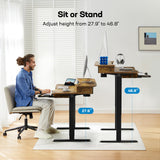 HUANUO 48" x 26" Electric Standing Desk with 2 Drawers & 26.7" Large Keyboard Tray, C-Clamp Mount Compatible, Adjustable Computer Desk for Home Office, Stand Up Desk with 4 Height Presets, Vintage HUANUO
