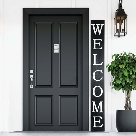 Welcome Sign for Front Door, 6ft Tall Front Porch Decor, Welcome Signs for Front Porch, Rustic Farmhouse Wood Porch Decorations Outdoor (Black) OsFine