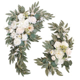 BMQDSM Wedding Arch Faux Flowers Set of 2 Greenery Garland for Wedding Decor Ceremony and Reception Backdrop Decoration (White) BMQDSM