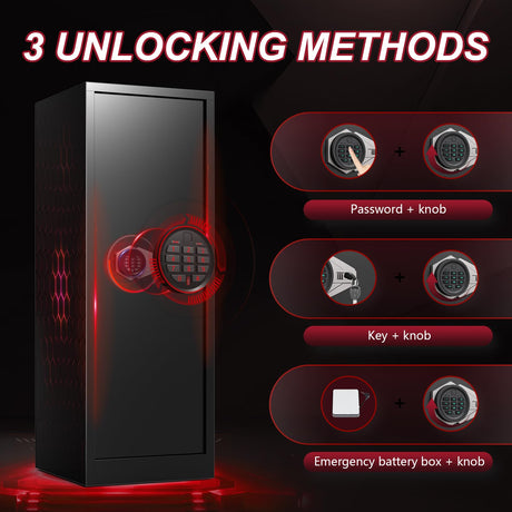 BONANO 10-12 Gun Safe, Gun Safe for Rifles and Pistols, Gun Cabinets for Rifles and Shotguns, Long Gun Safes with Dual Alarm & Mute Mode, Multi-Function Gun Cabinet with Removable Gun Racks BONANO