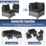 Aoxun 6 Pieces Patio Furniture Set Wicker Rattan Outdoor Sectional Conversation Set with Coffee Table and 4” Thickened Cushions, Gray Black (Waterproof Cover Included) Aoxun