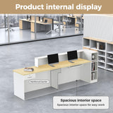 Nuipesn Modern L Shape Reception Desk with Storage – Front Desk Reception Counter with Double-Layer Countertop, Drawer & Open Shelf, for Office, Salon, Retail Store(Maple+White/Right, 71"L*24"W*39"H) Nuipesn