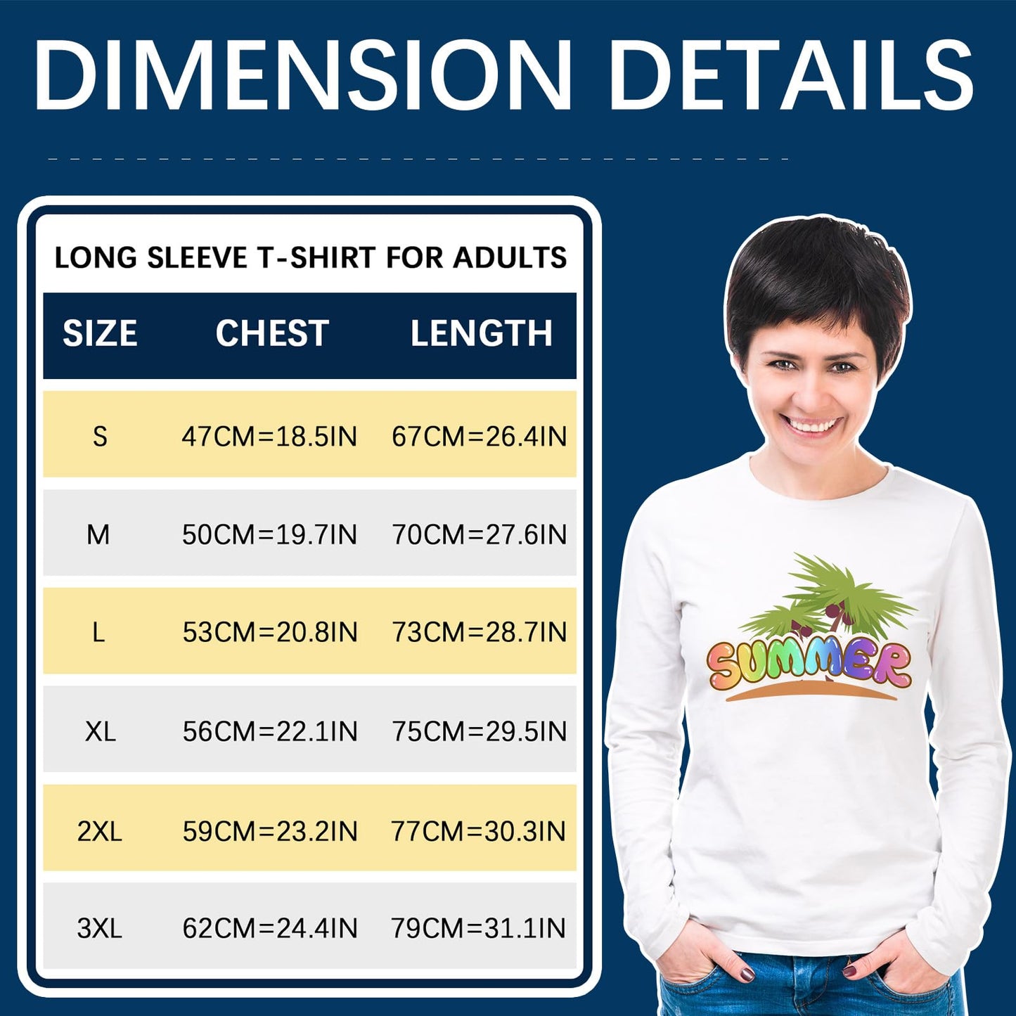 OKBA 3 PCS Sublimation Blank T-Shirts Round Collar Long Sleeves Adult White Polyester t Shirts (Large Long)