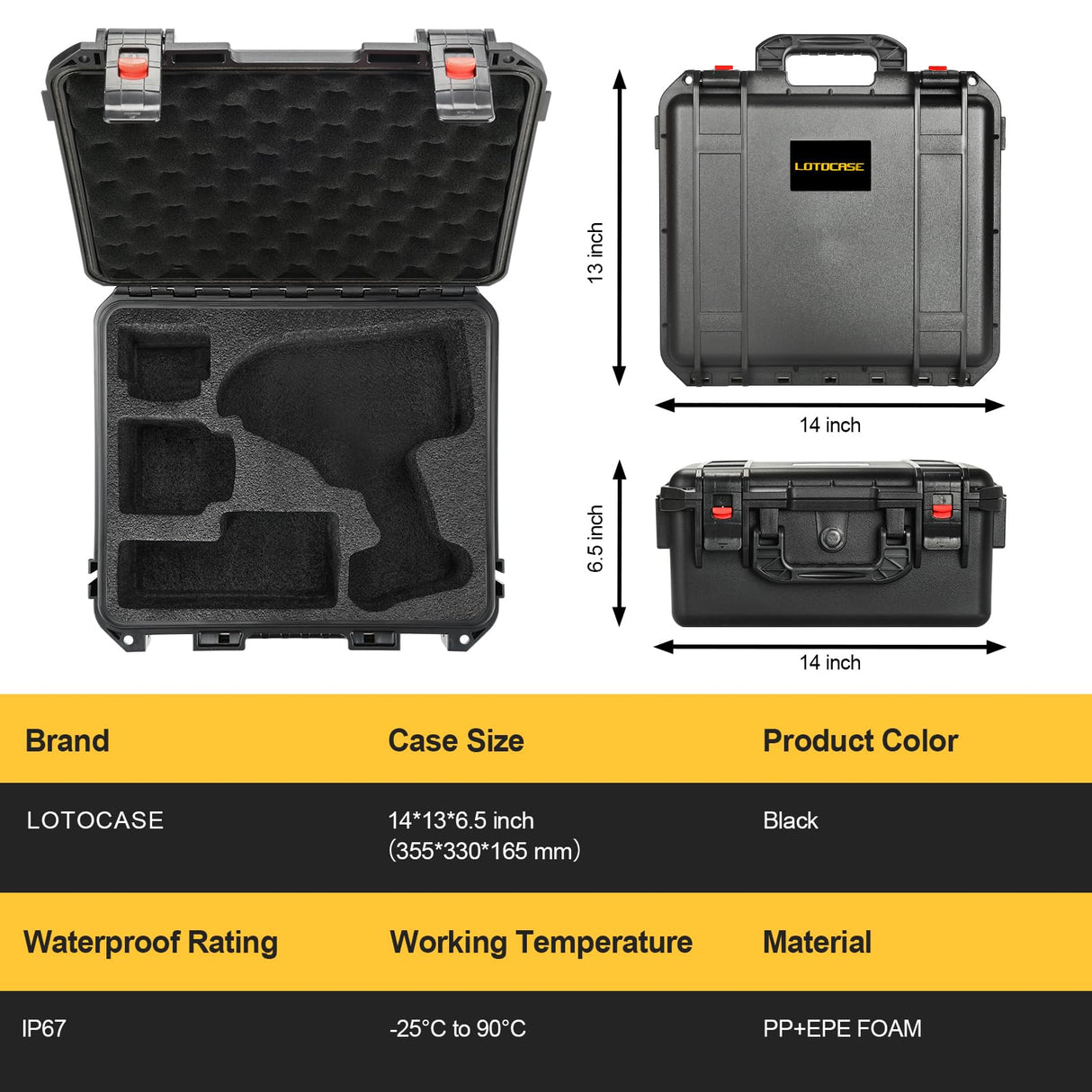 Case for Dewalt Impact and Torque Wrench - Waterproof Hard Tool Box for Dewalt Set, Power Tool Combo Kit Bag for Dewalt Atomic 20V 2/1 3/4 3/8 Inch Cordless Torque Wrenches/Battery/Charger (Case Only) LOTOCASE