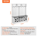 VEVOR Hall Tree Entryway Bench, LED Coat Rack with Shoe Storage, 59" Wide Mudroom Bench with Storage and Seating, Adjustable Shelves and 12 Hanging Hooks, for Mudroom, Entryway, Hallway VEVOR