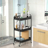 PNVXNUS 3-Tier Rolling Metal Storage Cart with Wheels, Multi-Functional Organizer for Office, Kitchen, Bathroom, Books Diapers - Easy Assembly (Black) PNVXNUS