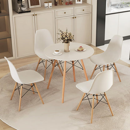 Tangkula Space-Saving Round Dining Table Set for 4 with Solid Wood Legs in White