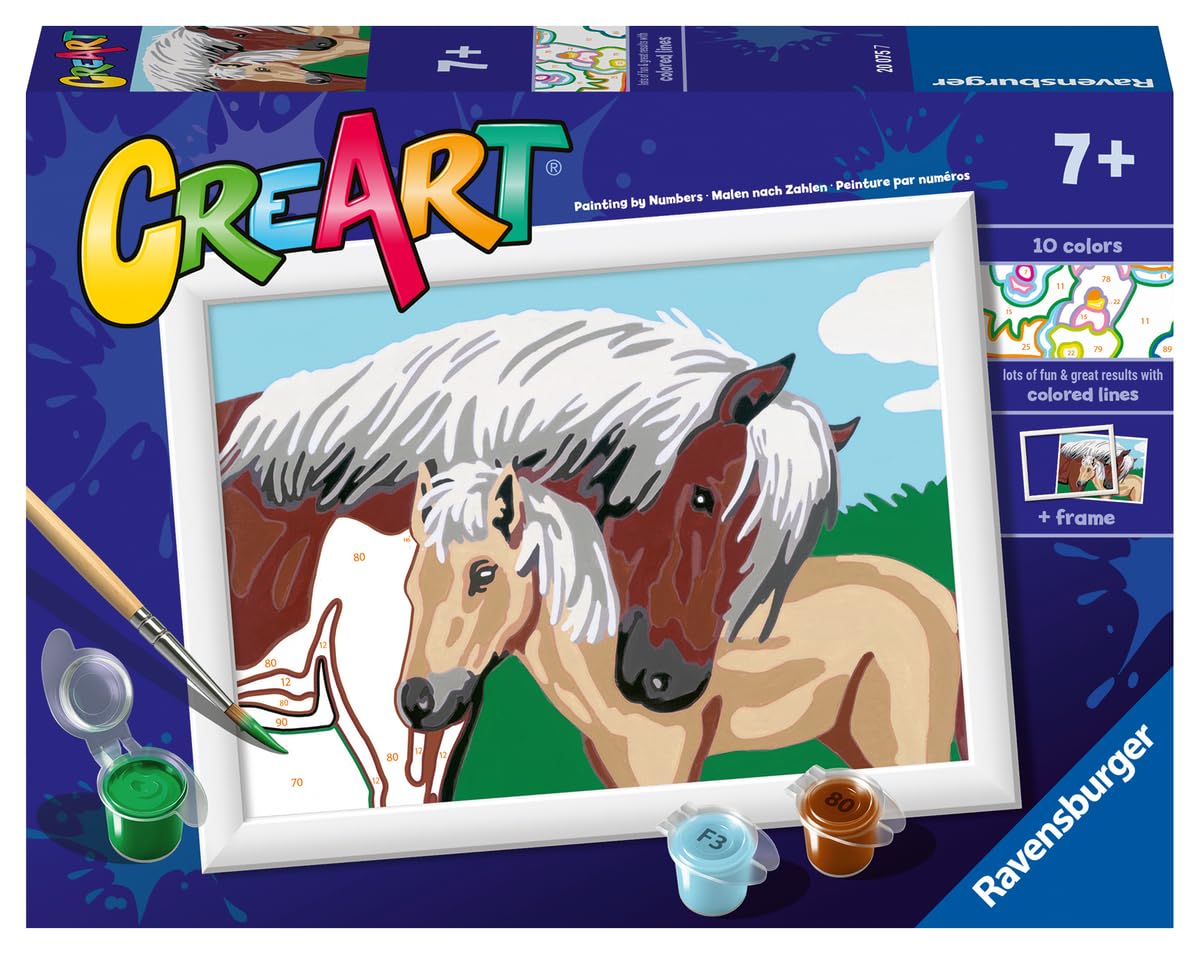 Ravensburger CreArt Mother/Foal Paint by Numbers Kit for Kids - Painting Arts and Crafts for Ages 7 and Up Ravensburger