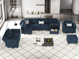 Belffin Modular Sectional Sofa with Ottomans Velvet Reversible Sleeper Sectional Sofa with Chaise Modular Sleeper Sofa Bed with Storage Seat Blue Belffin