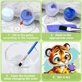 Reivworl Tiger Paint by Numbers Kit for Kids, Tiger Paint by Number with Frame and Easel, Paint by Number Kids Age 5-8-12 for Gifts and Decor (8X8 Inch) Reivworl