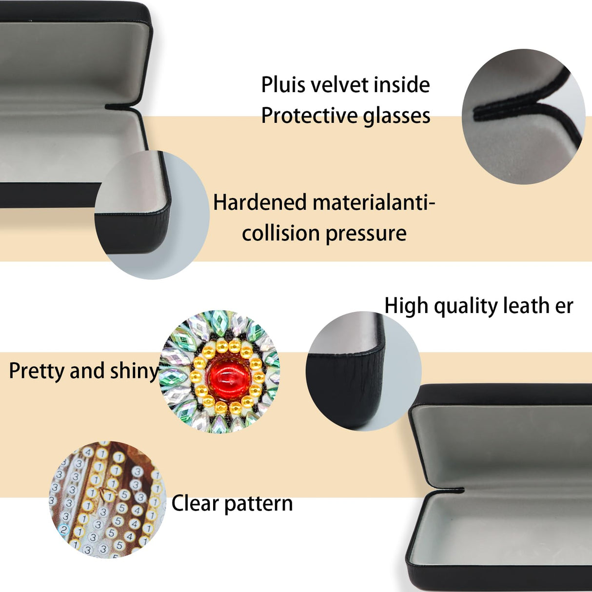 JISHSHAY Diamond Art Glasses Case Cat Diamond Painting Glasses Holder Gem Art Sunglasses Holder Gem Painting Sunglass Organizer Mosaic Kits for Adults Embroidery Kit Jigsaw Puzzles Eyeglass Case JISHSHAY