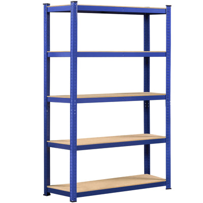 Topeakmart 5-Tier Utility Shelves, Metal Adjustable Garage Shelves Storage Racks Heavy Duty Shed Shelving Unit- Blue, 35.5 x 12 x 71 Inch