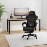 GTPLAYER Gaming Chair, High Back Leather Computer Gaming Chair with Footrest, Ergonomic Height Adjustable Office Chair with Removable Cover and Lumbar Support for Gaming and Work (Black) GTPLAYER