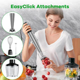 Immersion Blender Handheld Corded Hand Blender 1100W, Trigger Variable Speed 5 in 1 Stick Blender, Emulsion Blender with Chopper, Whisk and Frother for Soup, Baby Food and Smoothies turelar
