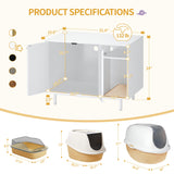 Hzuaneri Cat Litter Box Enclosure Enclosed, Hidden Litter Box Cabinet Furniture with Storage, Wooden Indoor Cat House Large, Modern End Table for Living Room Entryway, White CB01513W Hzuaneri
