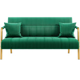 Yaheetech 56.5" W Modern Loveseat 2 Seater Sofa Luxurious Velvet Fabric Couch with Gold-Tone Metal Arms and Legs for Living Room, Home Office, Studio Green Yaheetech