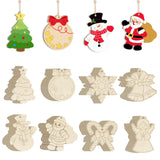 80PCS Wooden Christmas Ornaments to Paint, 8 Styles DIY Blank Unfinished Wood Reindeer Santa Claus Christmas Tree Ball Snowman Snowflake Angel Cutouts Ornament for Crafts Winter Hanging Decorations Sophena