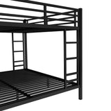 Bellemave Metal Queen Over King Bunk Bed for Adults/Kids,Heavy Duty Adults Bunk Beds with Guardrail & Ladders,Queen Over King Size Bunk Beds for Teens,Black Bellemave
