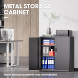 DNA MOTORING Metal Storage Cabinet, 36'' Locking Cabinet with 2 Doors and 2 Adjustable Shelves, Metal Cabinet Heavy Duty Utility Cabinet for Garage,Office,Home,Gym, Black, TOOLS-00631-BK-BK DNA MOTORING