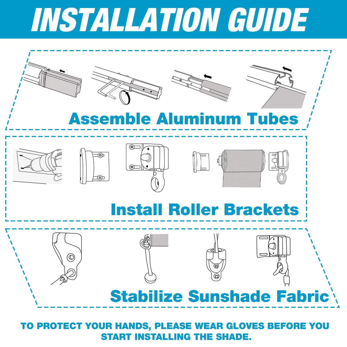 Artpuch Outdoor Roller Shade 8'(W) x8'(H) Fabric Blind Mocha 220GSM Roll Up Shade, Wand Operation Exterior Roller Shade Cloth for Patio Porch Gazebo, Spliced of Two Sections Artpuch