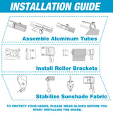 Artpuch Outdoor Roller Shade 8'(W) x8'(H) Fabric Blind Mocha 220GSM Roll Up Shade, Wand Operation Exterior Roller Shade Cloth for Patio Porch Gazebo, Spliced of Two Sections Artpuch