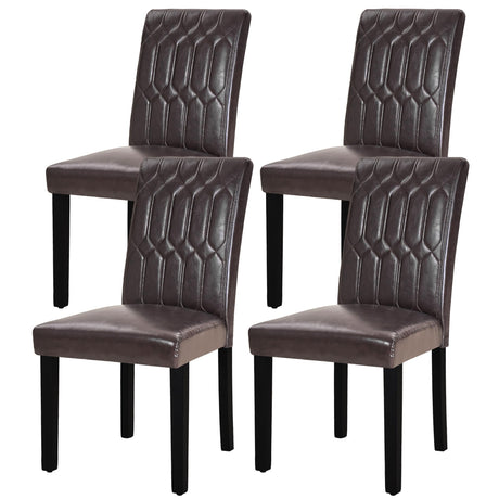 VECELO Upholstered Dining Chairs Set of 4, Modern PU Leather Accent Parsons, Solid Wood Legs w/Rubber Footpads, for Living Room Kitchen, Coffee VECELO