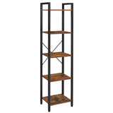 VASAGLE 5-Tier Tall Bookshelf, Narrow Bookcase with Steel Frame, Skinny Book Shelf for Living Room, Home Office, Study, 11.8 x 15.6 x 60.6 Inches, Industrial Style, Rustic Brown and Black ULLS100B01 VASAGLE