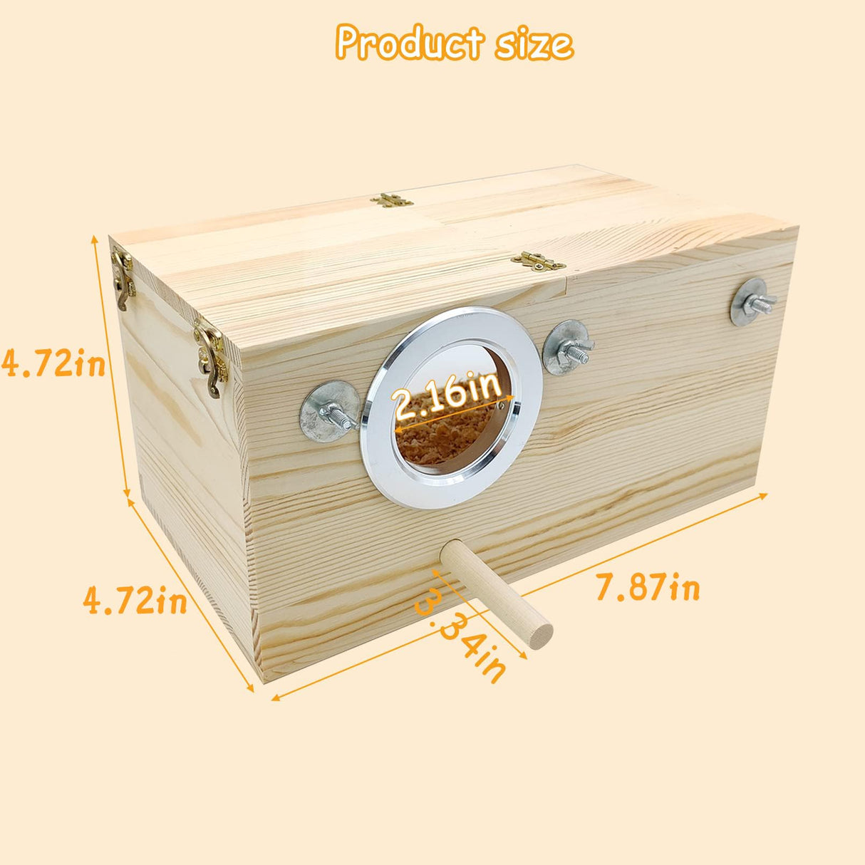 PINVNBY Large Natural Wood Parakeet Nesting Box Budgie Breeding Box Acrylic Bird Nest for Cage Transparent Panoramic for Birds, Parrots, Cockatiels, Lovebirds, Canaries (S: 7.87 x 4.72 x 4.72 inch) PINVNBY