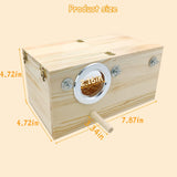 PINVNBY Large Natural Wood Parakeet Nesting Box Budgie Breeding Box Acrylic Bird Nest for Cage Transparent Panoramic for Birds, Parrots, Cockatiels, Lovebirds, Canaries (S: 7.87 x 4.72 x 4.72 inch) PINVNBY