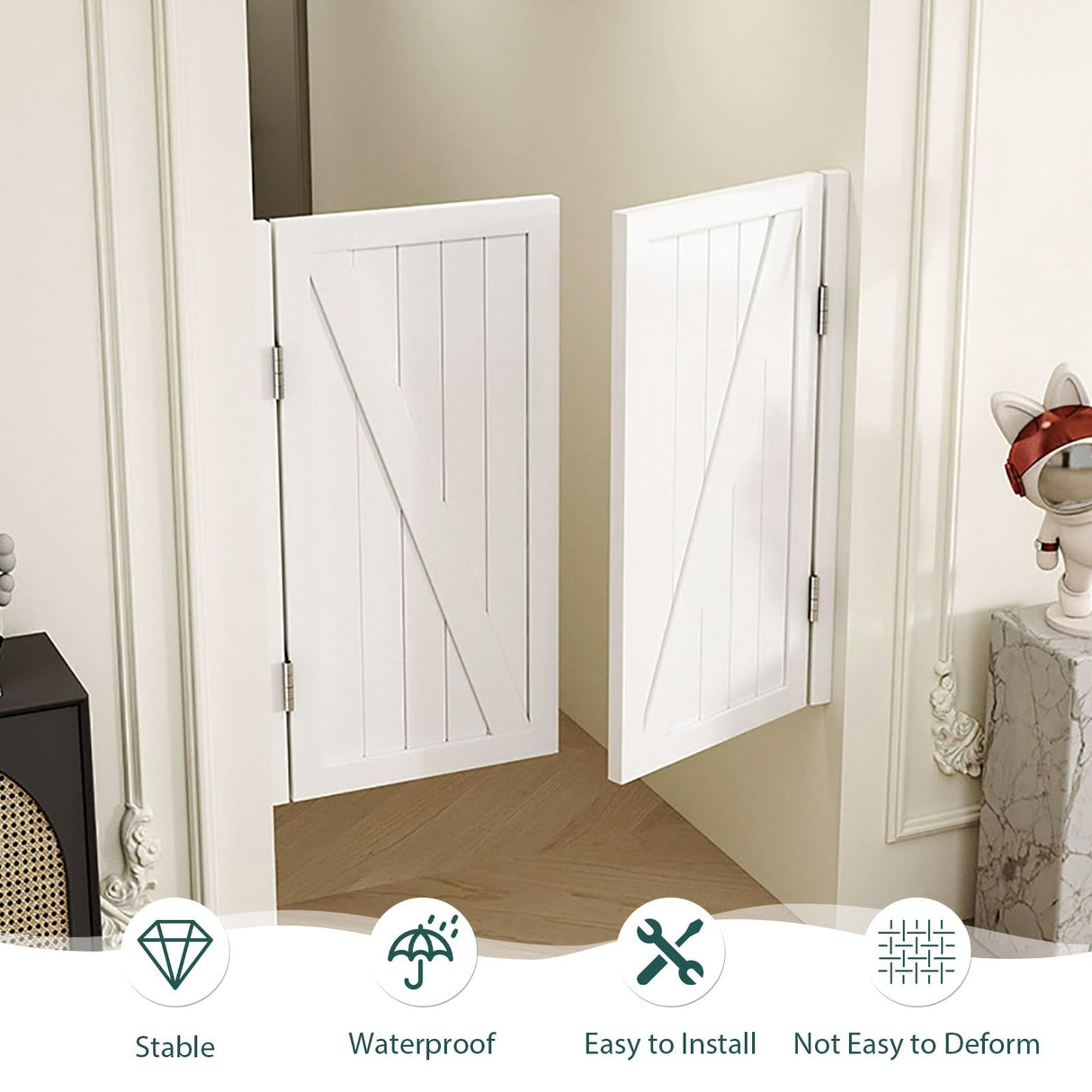 Solid Wood Swing Door Cafe Saloon Swinging Doors with Hardware Easy Installation Two-Way Open Bar Kitchen Entrance Partition Half-Door Auto Close 28 30 32 34 36 38 40 42 44 45 47 49 51 53 55 57 59"(Wh Sepsephiria